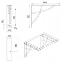 Wspornik do półki drewnianej czarny LOFT 180x180mm