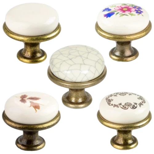 Gałka meblowa gałka do mebli gałka do szafki porcelana stare złoto