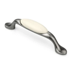 Uchwyt meblowy z porcelaną uchwyt do mebli stare srebro M-0