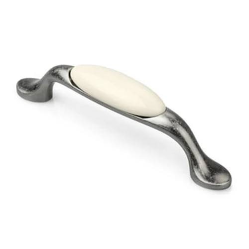 Uchwyt meblowy z porcelaną uchwyt do mebli stare srebro