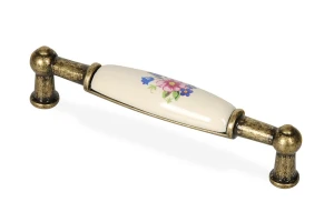 Uchwyt meblowy z porcelaną uchwyt do mebli stare złoto M-1
