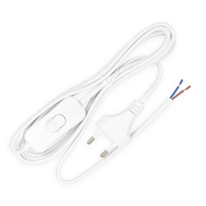Kabel zasilający 2m biały z włącznikiem