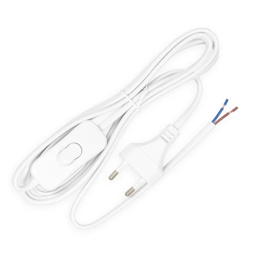 Kabel zasilający 2m biały z włącznikiem