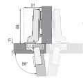 Zawias meblowy puszkowy bliźniaczy hydrauliczny - cichy domyk