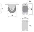 Rolka meblowa sztywna fi16mm gumowa